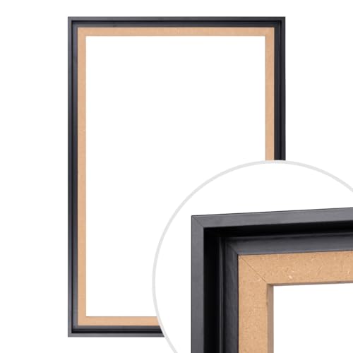 CLAMARO 'SFR35' Schattenfugenrahmen für 80x100 cm Keilrahmen | Schwarz Matt | MDF-Holz Bilderrahmen für Keilrahmen Leinwände inkl. Aufhänger und Montagematerial