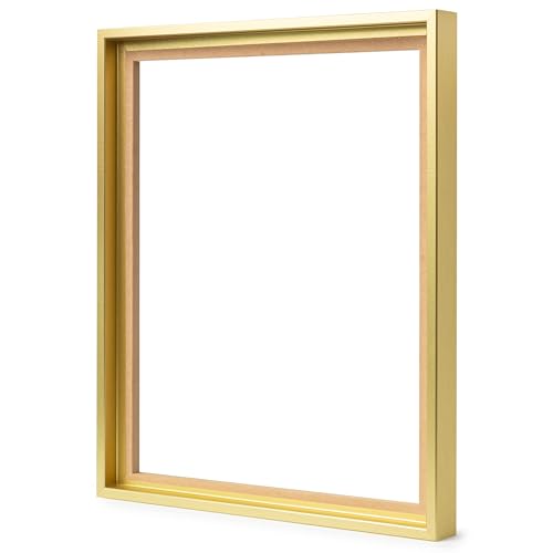 Stallmann Design Schattenfugenrahmen für Keilrahmen | 50x50 cm | gold | MDF Rahmen für Leinwände mit außergewöhnlicher Tiefenwirkung (40mm) | mit Montagezubehör | ohne Glas und Rückwand