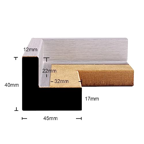 NB Akzent Schattenfugenrahmen XXL 80x100 cm - Silber – Leerrahmen mit Tiefeneffekt aus MDF Holz in zerlegter Form – für Leinwandbilder auf Keilrahmen