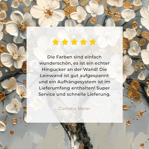 MuchoWow© Leinwand Bilder Groß 120x80 cm XXL Wanddeko Wohnzimmer Aesthetic Room Decor Deko Zimmer Wandbilder Modern Bild auf Leinwand Baum - Blumen - Weiß - Natur - Kunst