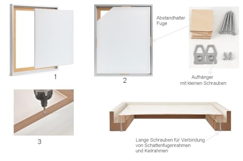 Stallmann Design Schattenfugenrahmen für Keilrahmen | 80x100 cm | schwarz | MDF Rahmen für Leinwände mit außergewöhnlicher Tiefenwirkung (40mm) | mit Montagezubehör | ohne Glas und Rückwand