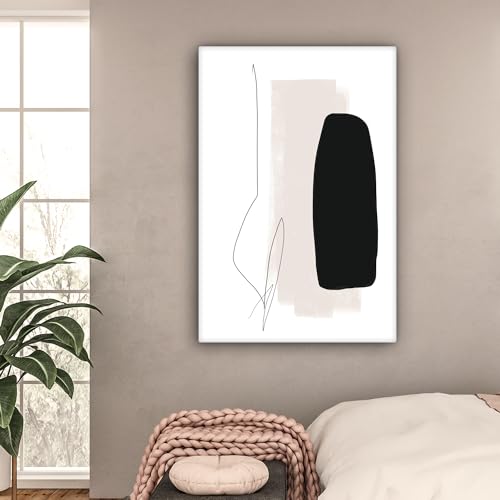 MuchoWow Leinwand Bilder, Einzigartige Wanddeko mit Rahmen, Malerei - Linienkunst - Abstrakt, Wandbilder Wohnzimmer, Deko Schlafzimmer 80x120 cm