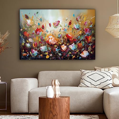 MuchoWow© Leinwände Groß 120x80 cm XXL Wall Decoration Bilder Schlafzimmer Deko Pictures Canvas Painting Wanddekoration Wohnzimmer Wanddeko Blumen - Kunstdruck - Natur - Öl - Gemälde
