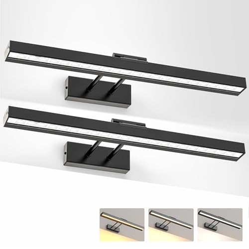 LABOREDUCER Bilderleuchte Kabellose Akku mit Fernbedienung,2 Stück 16 Zoll 40CM Aufladbare 4000mAh Bildbeleuchtung LED Kabellos Dimmbar 3 Farbtemperaturen,Bilderlampe Kabellos Schwarz