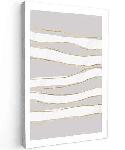 MuchoWow Leinwand Bilder, Einzigartige Wanddeko mit Rahmen, Linie - Abstrakt - Muster, Wandbilder Wohnzimmer, Deko Schlafzimmer 80x120 cm