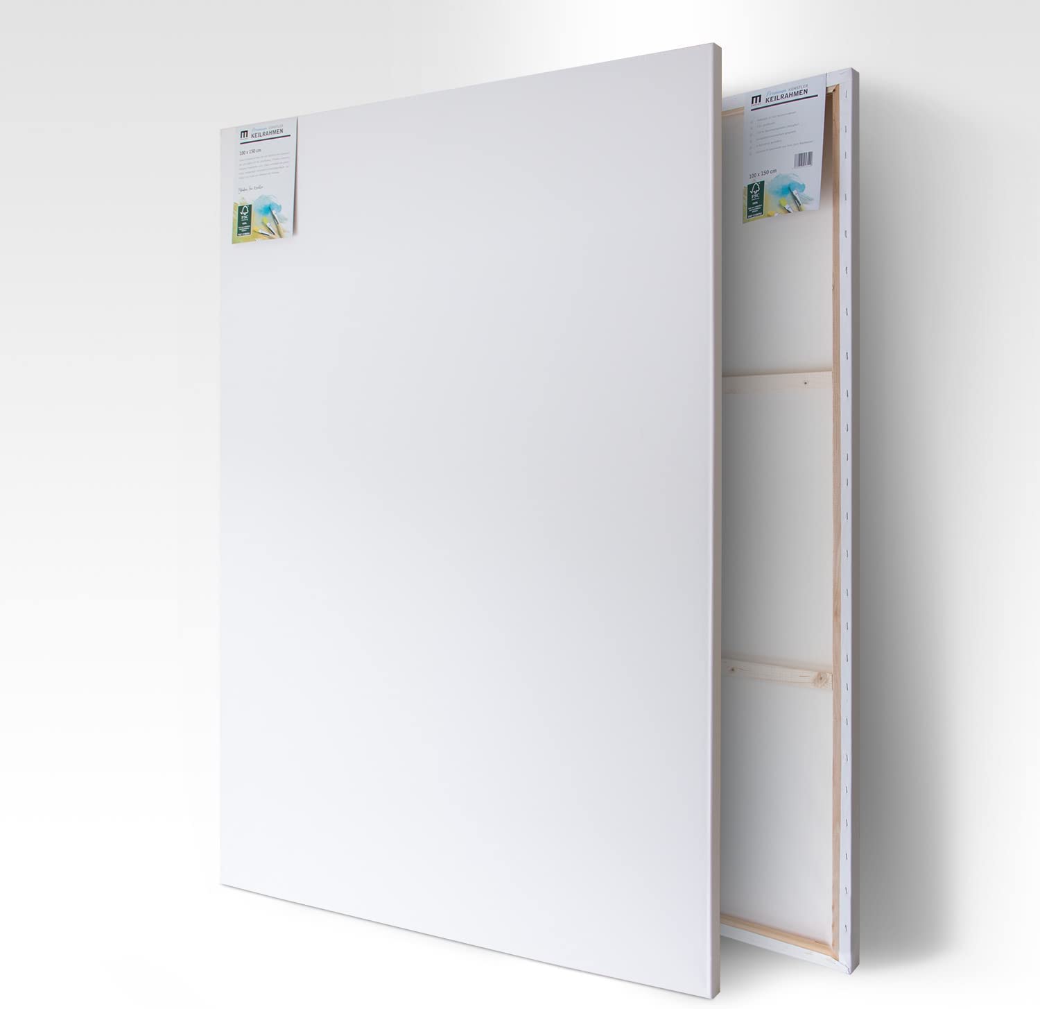 M MERCEO 2 Stück XXL Leinwand zum Bemalen - 100 cm x 150 cm - Leinwand Set für Malerei - große leere Leinwandpaneele für Künstler - Leinen-Rahmen 100% Baumwolle 380 g/m² 2-fach weiß grundiert M MERCEO 2 Stück XXL Leinwand zum Bemalen - 100 cm x 150 cm - Leinwand Set für Malerei - große leere Leinwandpaneele für Künstler - Leinen-Rahmen 100% Baumwolle 380 g/m² 2-fach weiß grundiert