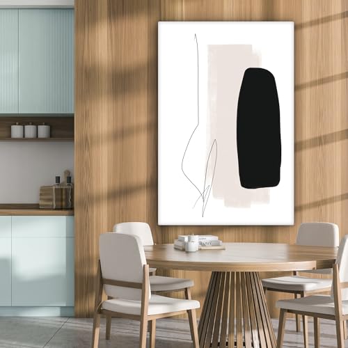 MuchoWow Leinwand Bilder, Einzigartige Wanddeko mit Rahmen, Malerei - Linienkunst - Abstrakt, Wandbilder Wohnzimmer, Deko Schlafzimmer 80x120 cm