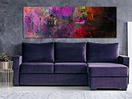 murando - Leinwand Bilder Abstrakt 150x50 cm Vlies Leinwandbild 1 tlg Kunstdruck modern Wandbilder XXL Wohnzimmer Wanddekoration Leinwandbilder Wand Bild Panoramabild bunte Farben Textur wie gemalt