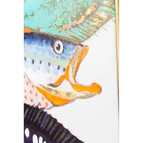 Kare Design Bild Touched Fish Meeting Two Bunt, Leinwandbild, Wanddekoration, Canvas, Massivholz Rahmen, handgemalte Details, Wohnzimmer, Schlafzimmer, Flur, 100x75x3,5cm