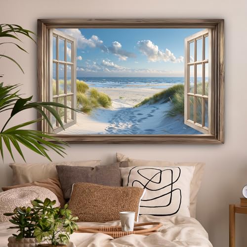 MuchoWow Leinwand 120×80 cm – XXL Wandbild – Strandmotiv – Aesthetic Deko – Querformat – moderne Wanddekoration – hochwertiger Druck – klare Details – satte Farbwiedergabe