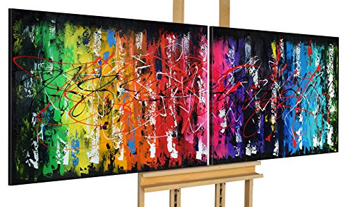Monica Mirafiori I 100% HANDGEMALT I Gemälde Rainbow Abstract 180x70cm | Gemälde Handgemalt | Acrylgemälde | Sehr Großes Acrylbild I Moderne Kunst I Kunstbilder