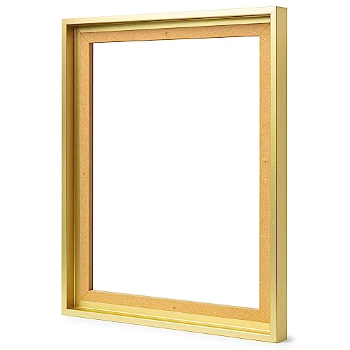 Stallmann Design Schattenfugenrahmen für Keilrahmen | 80x80 cm | Gold | MDF Rahmen für Leinwände mit Tiefeneffekt | mit Montagezubehör | Rahmen ohne Glas und Rückwand