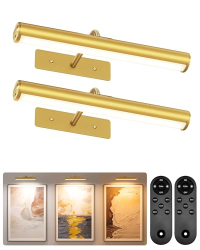 EZVALO kabellose LED Bilderleuchte mit Akku 4000 mAh, Gold, 2er-Set