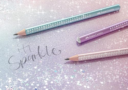 FABER-CASTELL 118297 - Bleistifte Set Sparkle, mit Spitzer, Radiergummi und 2 Bleistifte, Schreibset ocean metallic