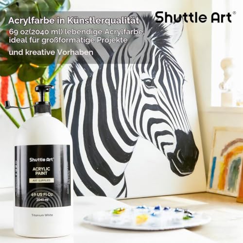 Shuttle Art Acrylfarbe Weiß 2040 ml in Pumpflasche mit Deckel
