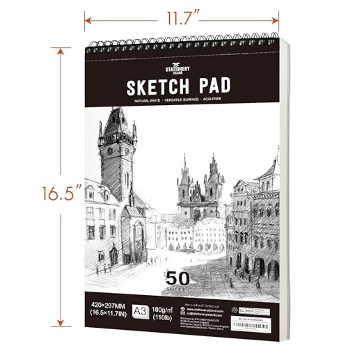 STATIONERY ISLAND Skizzenbuch A5, 180 g/m², 100 Seiten, spiralgebunden, schwarz