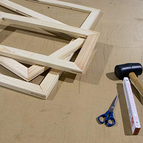 Keilrahmen-Set 160x120cm, Holz Keilrahmenleisten Bausatz zur Selbstmontage, Selbstbau ohne Leinwand, mit profilierten, gezapften Keilrahmenleisten mit Holzkeilen und Zwischenstegen je nach Größe