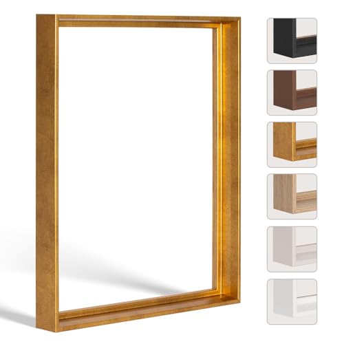 Bildershop-24 Schattenfugenrahmen FLEXI in Blattgold 50x50cm für Leinwandbilder und Keilrahmenbilder bis 4 cm Tiefe