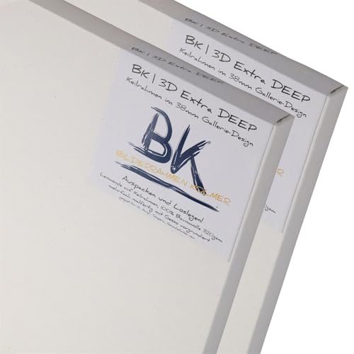 2X BK extra DEEP KEILRAHMEN 60x60cm | Leinwände auf Keilrahmen 60x60 cm | extra hohe Keilrahmen mit Leinwandtuch, quadratische malfertige bespannte Keilrahmen zum Malen 2X BK extra DEEP KEILRAHMEN 60x60cm | Leinwände auf Keilrahmen 60x60 cm | extra hohe Keilrahmen mit Leinwandtuch, quadratische malfertige bespannte Keilrahmen zum Malen