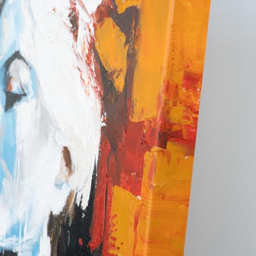 AUREDAS Wandbild 90×120 cm – Handgemaltes Acrylgemälde auf Leinwand – Schwarz – Rot – Orange – Abstraktes Frauenportrait – Hochformat – Schwarz/Weiß – moderne Wanddekoration