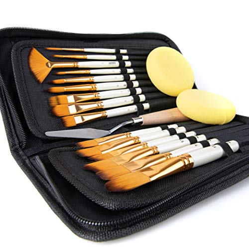 Artify 15-teiliges Pinsel-Set für Acryl-, Öl-, Aquarell-, Gouache-Malerei, inklusive Pop-Up-Tragetasche mit Palettenmesser und 2 Schwämmen Artify 15-teiliges Pinsel-Set für Acryl-, Öl-, Aquarell-, Gouache-Malerei, inklusive Pop-Up-Tragetasche mit Palettenmesser und 2 Schwämmen