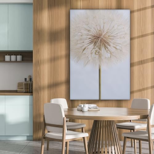 MuchoWow Leinwand Bilder, Einzigartige Wanddeko mit Rahmen, Blumen - Löwenzahn - Entwurf, Wandbilder Wohnzimmer, Deko Schlafzimmer 80x120 cm