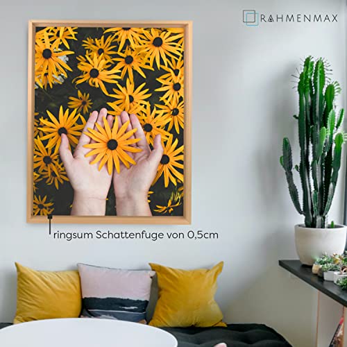 RahmenMax® Luzern Schattenfugenrahmen 80x100 cm aus lackiertem Massiv Holz/Rahmen für Leinwand/Bilderrahmen für Keilrahmen/Leinwandrahmen in Natur - Maßanfertigung möglich