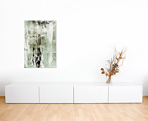 Paul Sinus Art 120x80cm - WANDBILD Malerei Kunstwerk abstrakt beige/grün - Leinwandbild auf Keilrahmen modern stilvoll - Bilder und Dekoration