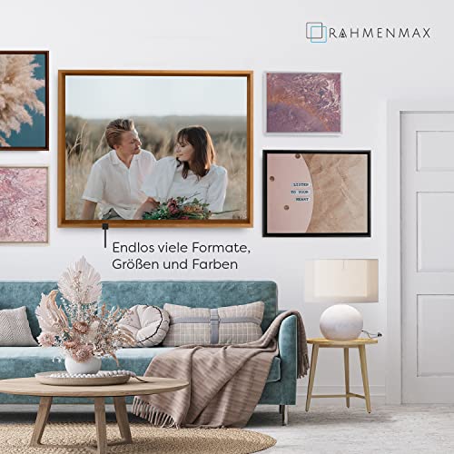 RahmenMax® Luzern Schattenfugenrahmen 80x100 cm aus lackiertem Massiv Holz/Rahmen für Leinwand/Bilderrahmen für Keilrahmen/Leinwandrahmen in Natur - Maßanfertigung möglich