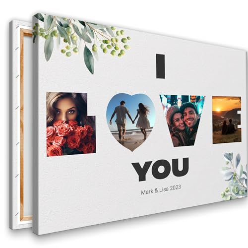 KL KUNSTLAB Love - eigenes Foto als Leinwand-Collage,30x20 bis 120x80 cm, Personalisiertes Liebesgeschenk für Ihn & Sie. Partner Geschenke für Freundin & Freund. Liebe Männer & Frauen.
