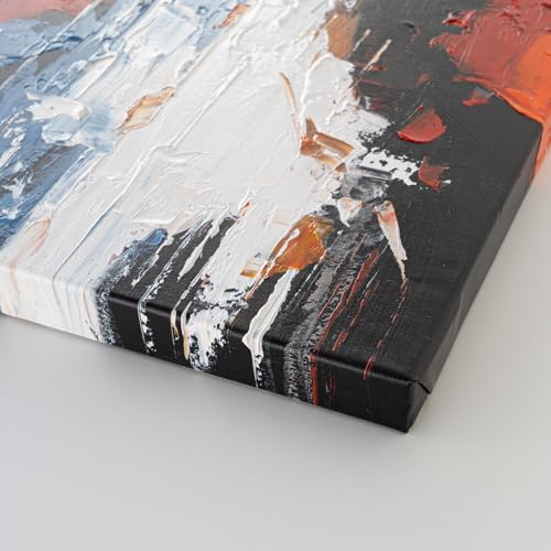 AUREDAS Wandbild 90×120 cm – Handgemaltes Acrylgemälde auf Leinwand – Schwarz – Rot – Orange – Abstraktes Frauenportrait – Hochformat – Schwarz/Weiß – moderne Wanddekoration
