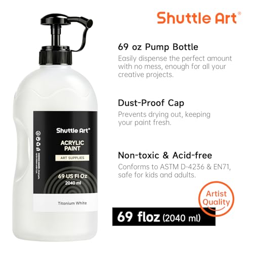 Shuttle Art Acrylfarbe Weiß 2040 ml in Pumpflasche mit Deckel