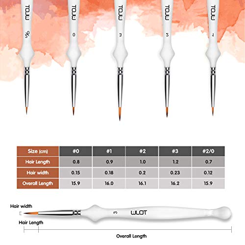 WLOT Detailing Pinsel Pinselset Malen Set Miniatur Professionelle Ideal für Acryl, Aquarell, Miniatur, Modell, Nagel Gesichtsbemalung Malpinsel