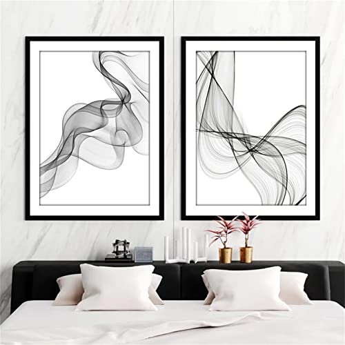 TROYSINC 3er Designed Poster Set, Schwarz Weiß Modern Leinwandbilder, Abstrakt Wandbilder, Kunst Line Bilder Ohne Rahmen Poster für Wohnzimmer (50 x 70 cm)