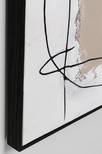 Kare Design Bild mit Rahmen Dust Grau, Leinwandbild, Wanddekoration, Baumwollleinwand, Abstrakt, Modern, Wohnzimmer, Schlafzimmer, Flur, Massivholz Rahmen, handgemalte Details, 100x100cm