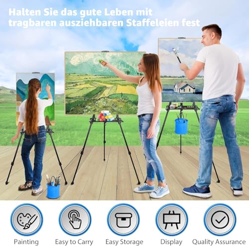 VAIIGO Staffelei aus Aluminium, höhenverstellbar von 50 bis 152 cm, schwarz