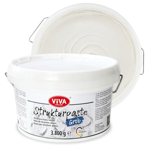 Viva Decor Strukturpaste Grob (3800g, Weiß) matte, körnige Paste auf Wasserbasis für reliefartige bis plastische Oberflächenstrukturierung - für Kreative und Künstler - Made in Germany