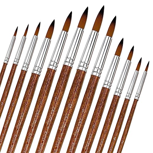 Nylon Pinsel 12 Stück Künstlerpinsel Pinsel Set Malen Nylonhaar Künstler Acrylpinsel Art Paint Brush für Aquarell Acryl Ölgemälde (Braun) Nylon Pinsel 12 Stück Künstlerpinsel Pinsel Set Malen Nylonhaar Künstler Acrylpinsel Art Paint Brush für Aquarell Acryl Ölgemälde (Braun)