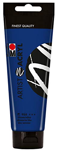 Marabu 12200044958 - Artist Acryl, Ultramarinblau 120 ml, feine Acrylfarbe in Künstlerqualität, auf Wasserbasis, pastose Konsistenz, hoch pigmentiert, sehr gute Brillanz und Deckkraft
