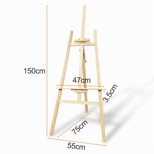 Comzantor Holz-Staffelei 150 cm, verstellbarer Leinwandständer aus Kiefernholz