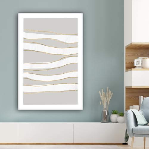 MuchoWow Leinwand Bilder, Einzigartige Wanddeko mit Rahmen, Linie - Abstrakt - Muster, Wandbilder Wohnzimmer, Deko Schlafzimmer 80x120 cm