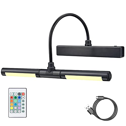 HONWELL Drahtlose Bilderleuchte LED, Bilderlampe mit Fernbedienung Drehbarer LED Lichtkopf mit Timer 180° Schwenkarm Wiederaufladbare Dart beleuchtung Kabellos Malleuchte zum Malen von Bildern,Schwarz