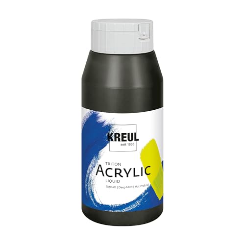 KREUL 17009 - Solo Goya Triton Acrylfarbe schwarz, 750 ml Flasche, schnell und matt trocknend, Farbe auf Wasserbasis, in Studioqualität, vielseitig einsetzbar, gut deckend und ergiebig