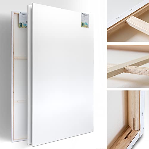 M MERCEO 2 Stück XXL Leinwand zum Bemalen - 100 cm x 200 cm - Leinwand Set für Malerei - große leere Leinwandpaneele für Künstler - Leinen-Rahmen 100% Baumwolle 380 g/m² 2-fach weiß grundiert