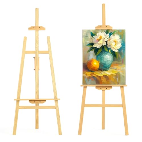 Verstellbare Holzstaffelei für Malerei und Kunst mit einer Höhe von 150 cm für Leinwände und Keilrahmen