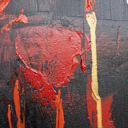 AUREDAS Handgemaltes Acryl-Gemälde auf Leinwand 60x80 – Hochformat in Rot, Weiß, Schwarz mit Rahmen in Schwarz – Wandbild Feuer Hand Abstrakt für Wohnzimmer, Schlafzimmer, Büro,Flamme des Willens