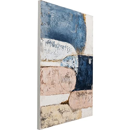 Kare Design Leinwandbild Art Ovals Blau/Rosa, Leinwand, Wanddekoration, Massivholz Rahmen, handgemalte Details, Acrylfarbe, Wandbild, Abstrakt, Modern, Wohnzimmer, Schlafzimmer, Flur, 120x90x3,7cm
