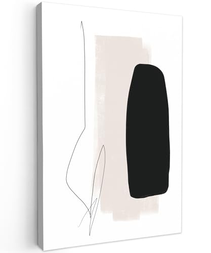 MuchoWow Leinwand Bilder, Einzigartige Wanddeko mit Rahmen, Malerei - Linienkunst - Abstrakt, Wandbilder Wohnzimmer, Deko Schlafzimmer 80x120 cm