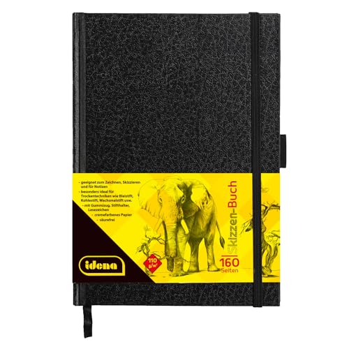 Idena Skizzenbuch A5, blanko, 80 Blatt, 110 g/m², Hardcover schwarz