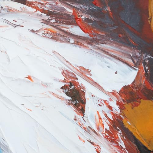 AUREDAS Wandbild 90×120 cm – Handgemaltes Acrylgemälde auf Leinwand – Schwarz – Rot – Orange – Abstraktes Frauenportrait – Hochformat – Schwarz/Weiß – moderne Wanddekoration